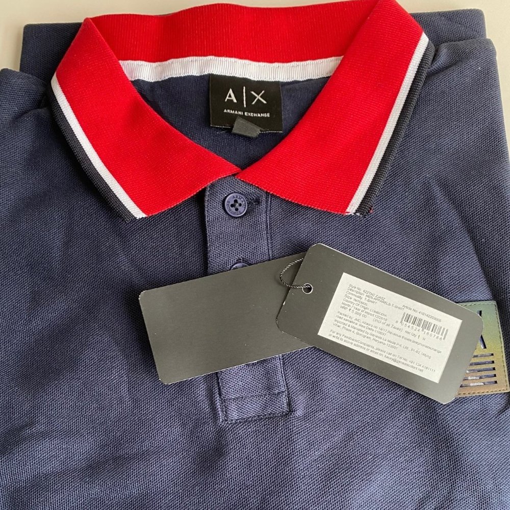 Armani Exchange Mens Pique Short Sleeve Polo Shirt